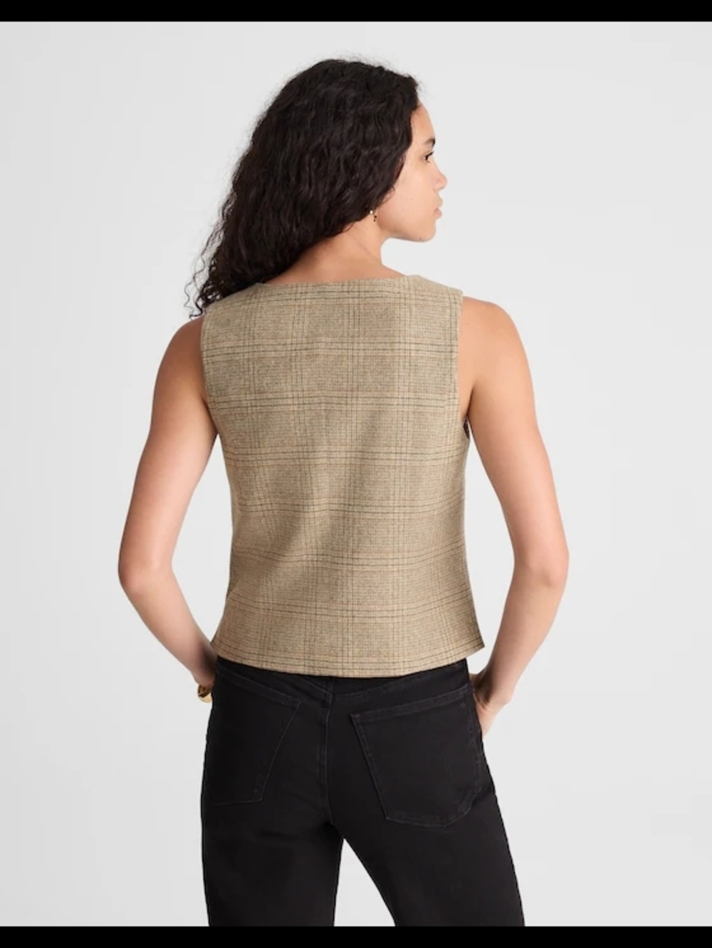 NWT Madewell Tan Plaid Vest Top - Picture 2 of 3
